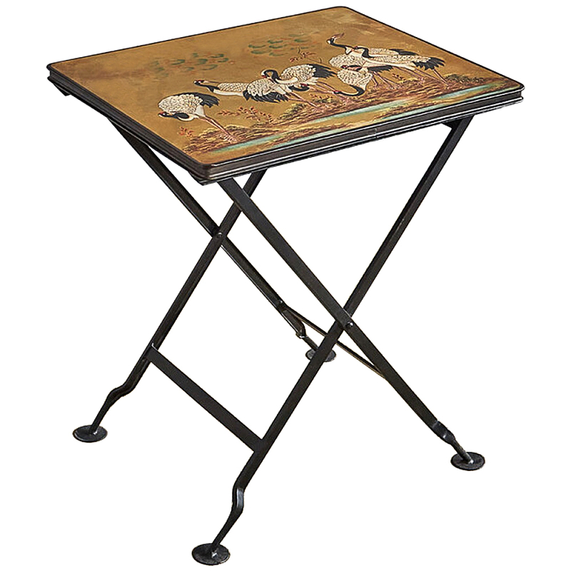 Приставной столик складной Chinoiserie Cranes Side Table Золотой Черный Мульти Приставной столик складной Chinoiserie Cranes Side Table Золотой Черный Мульти в Барнауле | Loft Concept