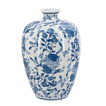 Ваза фарфоровая с узким горлышком и синими цветочными мотивами Independence варинант исполнения - 2 | Loft Concept в Барнауле