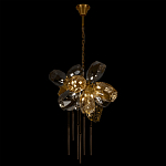 Люстра подвесная со стеклянными плафонами из дымчатого и золотистого с шестью вертикальными подвесками Gilded Mirage  варинант исполнения - 3 | Loft Concept в Барнауле