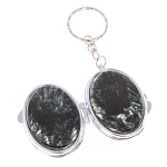 Зеркало брелок карманное двухстороннее из натурального камня Серафинит Stone Mirrors варинант исполнения - 2 | Loft Concept в Барнауле