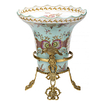 Ваза из голубого фарфора с рисунком птиц и цветов и декоративными элементами Blue Garden варинант исполнения - 2 | Loft Concept в Барнауле