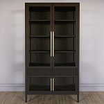 Витрина Primo со стеклянными фасадами и 2 ящиками Темный орех варинант исполнения - 1 | Loft Concept в Барнауле