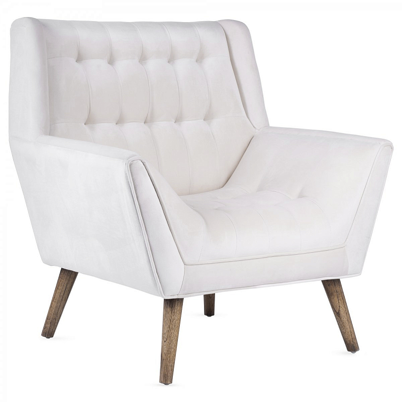 Кресло Danish Modern Armchair Tufted Accent белый велюр ivory ( слоновая кость ) Кресло Danish Modern Armchair Tufted Accent белый велюр ivory ( слоновая кость ) в Барнауле | Loft Concept