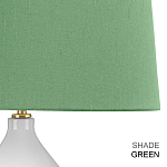 Настольная лампа с белым фигурным основанием на латунном основании и зеленым тканевым конусным абажуром Elstead Lighting варинант исполнения - 6 | Loft Concept в Барнауле