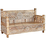 Скамья с резным декором из массива манго Grey Mango Collection Bench M варинант исполнения - 1 | Loft Concept в Барнауле