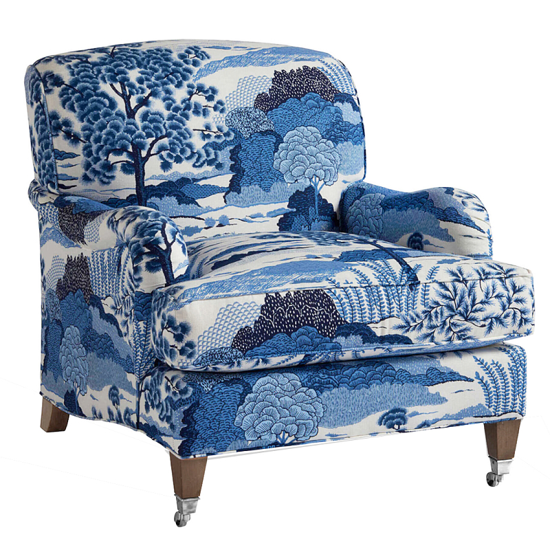 Кресло Trumann Club Chair Blue Landscape синий пейзаж Синий Белый в Барнауле | Loft Concept 
