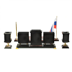 Настольный письменный набор из креноида и змеевика на бронзовых ножках Marble Accessory варинант исполнения - 4 | Loft Concept в Барнауле