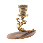 Подсвечник из натурального камня агат светло-коричневый Stone Candlestick варинант исполнения - 2 | Loft Concept в Барнауле