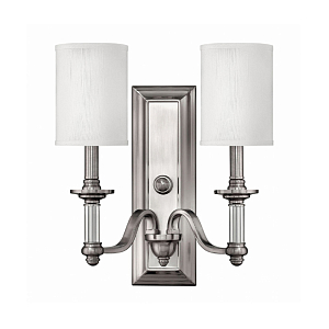 Бра с 2-мя белыми текстильными абажурами Hinkley