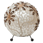 Настольная лампа из перламутра на металлическом каркасе Indonesian Ball варинант исполнения - 3 | Loft Concept в Барнауле