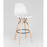 Пластиковый барный стул на ножках из массива бука Eames White варинант исполнения - 1 | Loft Concept в Барнауле