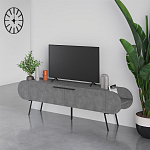 ТВ-тумба серая с 2-мя откидными дверцами и 2-мя открытыми полками CAPSULE TV STAND RETRO GREY варинант исполнения - 3 | Loft Concept в Барнауле