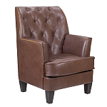 Кресло из натуральной кожи c мягкими подлокотниками на 4-х деревянных ножках из массива бука Joseph Armchair brown варинант исполнения - 1 | Loft Concept в Барнауле