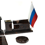 Настольный письменный набор с часами из природного камня обсидиана  Gift for Manager варинант исполнения - 5 | Loft Concept в Барнауле