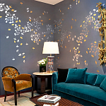 Обои ручная роспись Gingko Colourway SC-98 on Gun Metal dyed silk варинант исполнения - 1 | Loft Concept в Барнауле