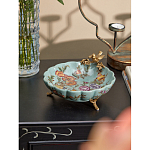 Блюдо из голубого фарфора с бронзовой птичкой Blue Garden варинант исполнения - 4 | Loft Concept в Барнауле