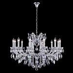 Люстра подвесная с 12-ю лампочками и прозрачными хрустальными подвесками на хромированном основании Crystal lamps варинант исполнения - 2 | Loft Concept в Барнауле