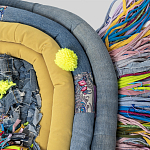 Ковер разноцветный из джинсовой одежды и армейских палаток Upcycling варинант исполнения - 4 | Loft Concept в Барнауле