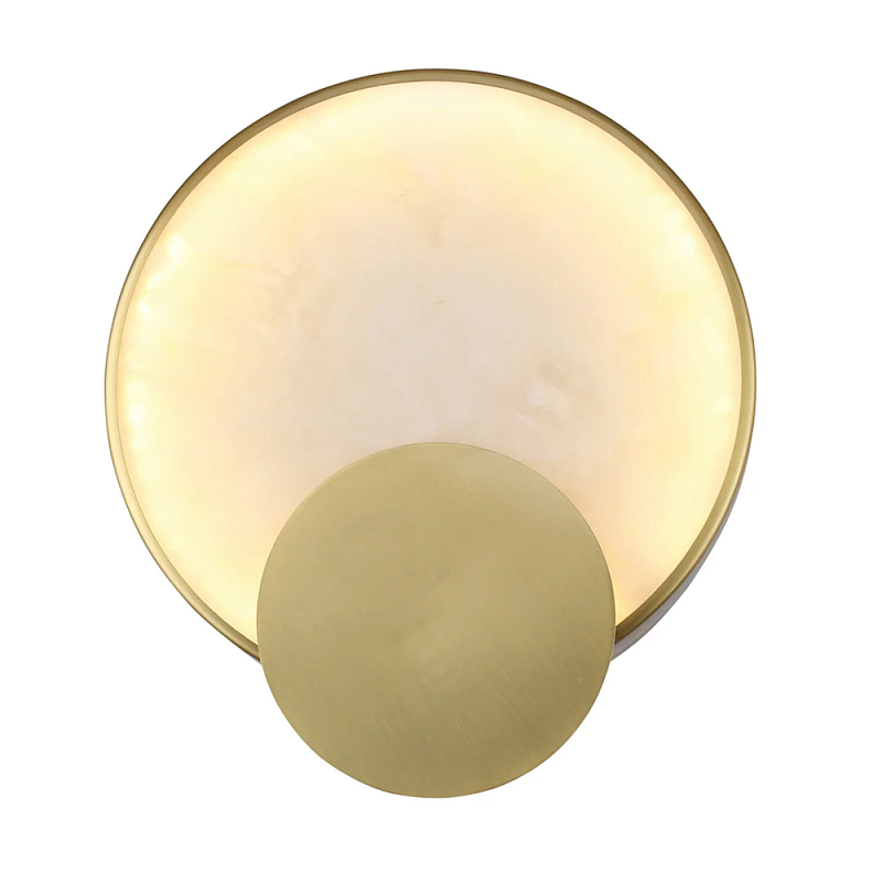 Бра в форме диска из бежевого алебастра Cryptocrystalline Stone Латунь Бежевый в Барнауле | Loft Concept 