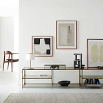 ТВ-тумба из стекла и металла Tingey Metal Glass TV Stand варинант исполнения - 4 | Loft Concept в Барнауле