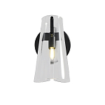 Бра конусообразной формы из прозрачного акрила и черной стали Glass Cylinder Black варинант исполнения - 2 | Loft Concept в Барнауле