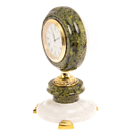 Часы настольные бронзовые из натуральных камней Мрамор и Змеевик Stone Clock варинант исполнения - 11 | Loft Concept в Барнауле