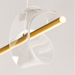 Люстра линейная золотистого цвета с двумя прозрачными волнистыми элементами Wave Line варинант исполнения - 11 | Loft Concept в Барнауле