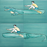 Плитка с узором Крокодил байдарочник варинант исполнения - 2 | Loft Concept в Барнауле