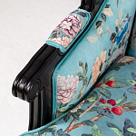 Трехместный диван из натурального бука бирюзовый с изображением птиц и цветов Turquoise Chinoiserie Garden Sofa варинант исполнения - 5 | Loft Concept в Барнауле