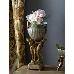 Ваза голубого цвета из фарфора с золотым растительным орнаментом и бронзовыми фигурками женщин Eden Garden porcelain and bronze варинант исполнения - 7 | Loft Concept в Барнауле