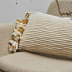 Чехол на подушку горчичного цвета с бахромой и объемным узором Ethnic mix варинант исполнения - 5 | Loft Concept в Барнауле