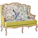 Диван из натурального бука бежевый с изображением птиц и цветов Beige Green Chinoiserie Garden Sofa варинант исполнения - 9 | Loft Concept в Барнауле
