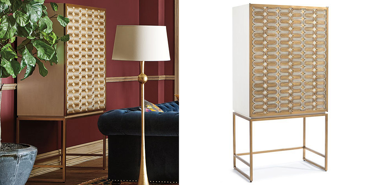 Шкаф Park Avenue Brass Wave Pattern Bar Cabinet Шкаф Park Avenue Brass Wave Pattern Bar Cabinet - Loft-Concept в Барнауле