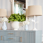 Настольная лампа с белым каркасом и тканевым абажуром Natural Stems варинант исполнения - 3 | Loft Concept в Барнауле