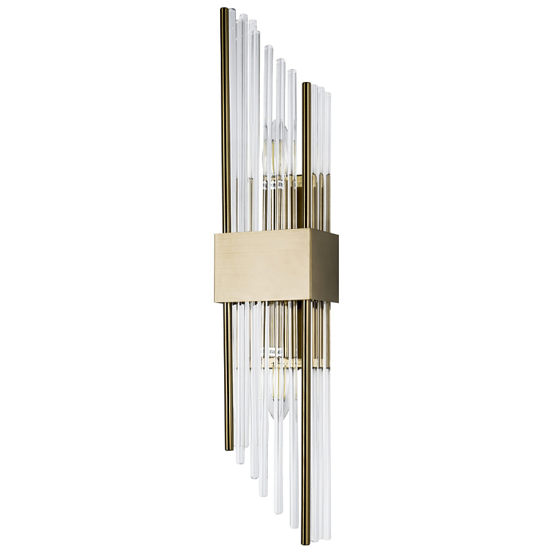 Бра с декором в виде хрустальных трубочек Nembus Brass Glass Wall Lamp Прозрачное Стекло Латунь Бра с декором в виде хрустальных трубочек Nembus Brass Glass Wall Lamp Прозрачное Стекло Латунь в Барнауле | Loft Concept