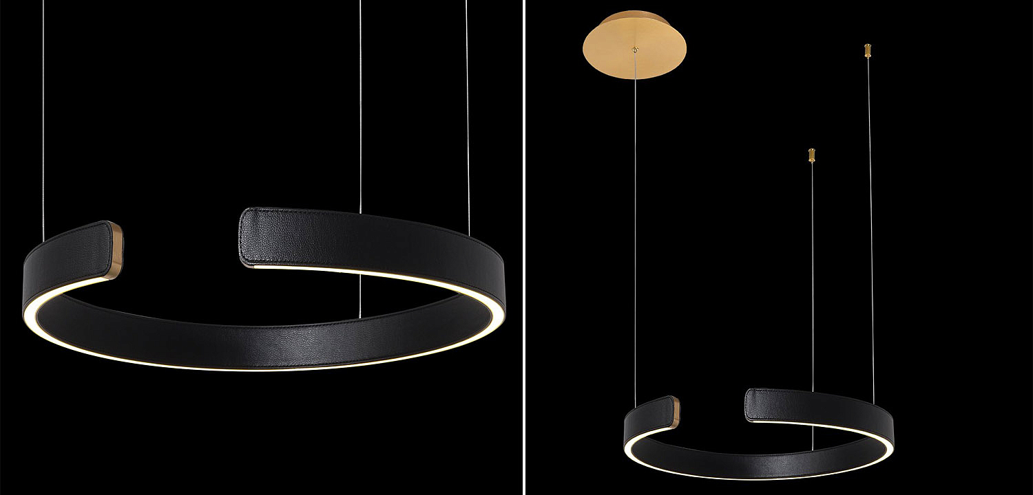 Подвесной светильник Half Ring black leather 40 Подвесной светильник Half Ring black leather 40 - Loft-Concept в Барнауле