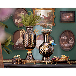 Ваза черного цвета из фарфора с золотистым узором и бронзовыми элементами Eden Garden porcelain and bronze варинант исполнения - 8 | Loft Concept в Барнауле