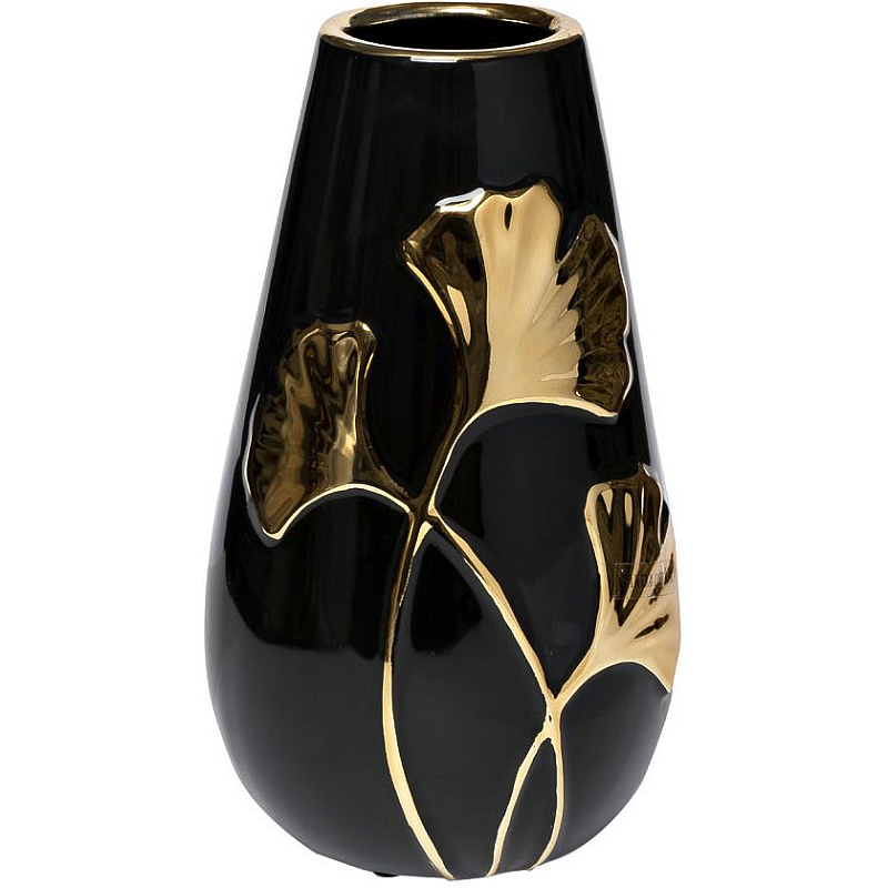 Ваза керамическая black with decor 24.5 Черный Золотой Ваза керамическая black with decor 24.5 Черный Золотой в Барнауле | Loft Concept
