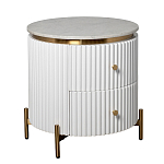 Тумбочка белая круглая с мраморной столешницей Thoroughbass варинант исполнения - 4 | Loft Concept в Барнауле