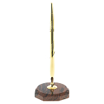 Ручка шариковая металлическая на восьмиугольной подставке из натурального камня Обсидиан Metal Stone Pens варинант исполнения - 1 | Loft Concept в Барнауле