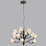 Люстра подвесная черного цвета с ветвями и белыми фарфоровыми цветами Floralis варинант исполнения - 5 | Loft Concept в Барнауле