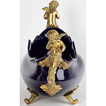 Чаша темно-синяя фарфоровая с бронзовыми ручками в виде ангелов Eden Garden варинант исполнения - 2 | Loft Concept в Барнауле