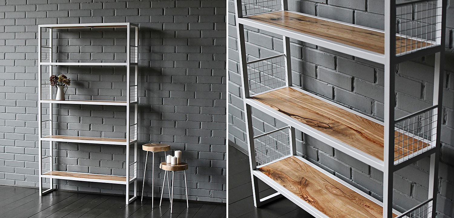 Стеллаж Richie Industrial Metal Rust White Rack Стеллаж Richie Industrial Metal Rust White Rack - Loft-Concept в Барнауле