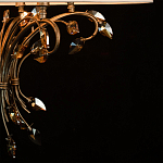 Люстра подвесная круглая с тканевым полупрозрачным абажуром и подвесками 6 ламп Gilded Elegance варинант исполнения - 7 | Loft Concept в Барнауле