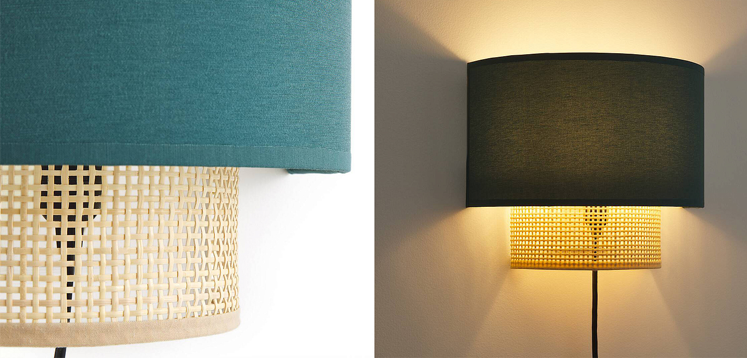 Бра Ottar Wicker Turquoise lampshade Бра Ottar Wicker Turquoise lampshade - Loft-Concept в Барнауле