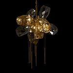 Люстра подвесная со стеклянными плафонами из дымчатого и золотистого с шестью вертикальными подвесками Gilded Mirage  варинант исполнения - 8 | Loft Concept в Барнауле