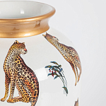 Ваза белая овальная с рисунком леопардов и золотыми акцентами LEOPARD Collection варинант исполнения - 1 | Loft Concept в Барнауле