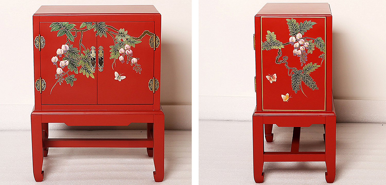Красная Тумба в Китайском Стиле ручная роспись Бабочки и Ветвь Butterflies and Branch Nightstand Красная Тумба в Китайском Стиле ручная роспись Бабочки и Ветвь Butterflies and Branch Nightstand - Loft-Concept в Барнауле