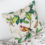 Декоративная подушка бежевая с изображением птица в саду Blooming Birds варинант исполнения - 3 | Loft Concept в Барнауле