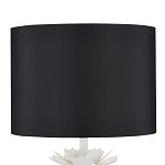 Настольная лампа с декором в виде белого цветка магнолии на каркасе и черным абажуром White Magnolia варинант исполнения - 2 | Loft Concept в Барнауле